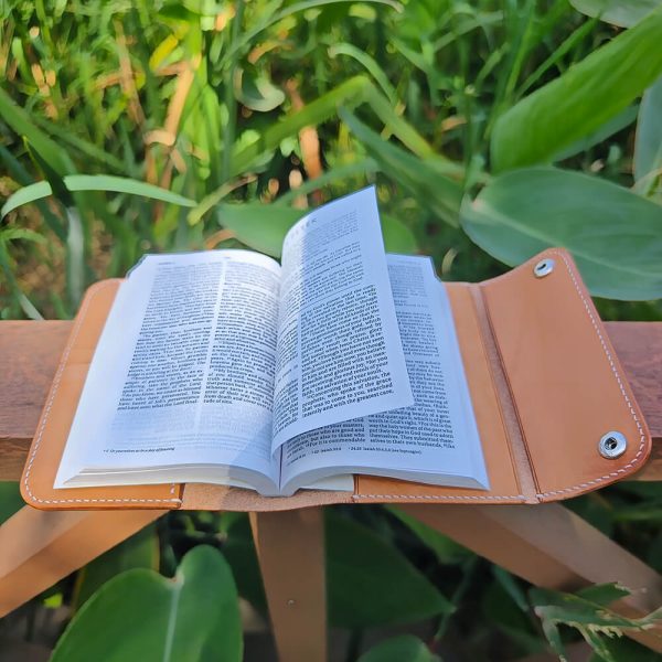 Double Closure Leather Bible Cover Inside Pages Open 2