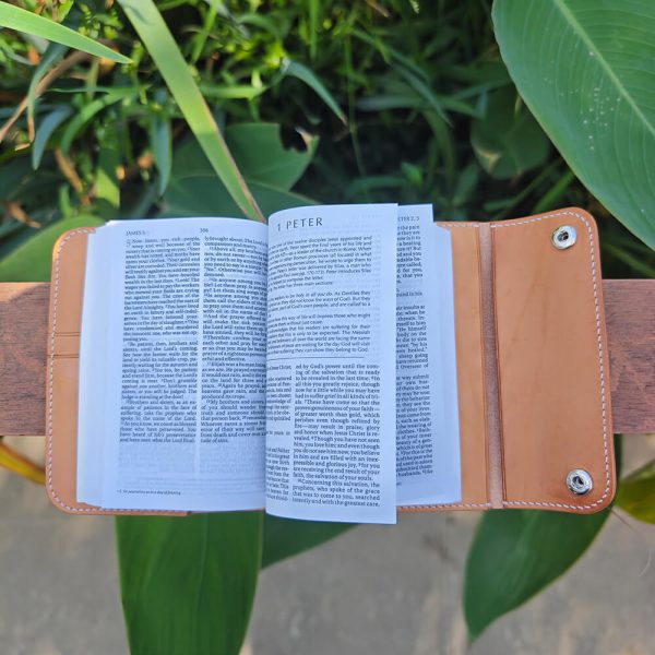 Double Closure Leather Bible Cover Inside Pages Open 3