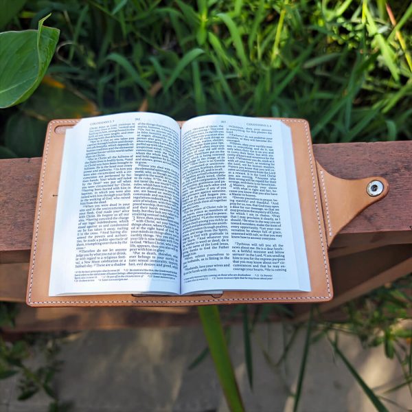 Single Closure Leather Bible Cover - Open Pages 1