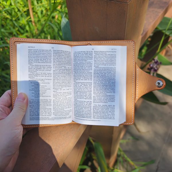 Single Closure Leather Bible Cover - Open Pages 2