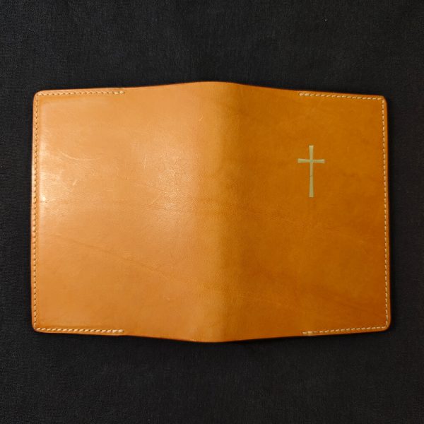 leather bible cover basic black background backside